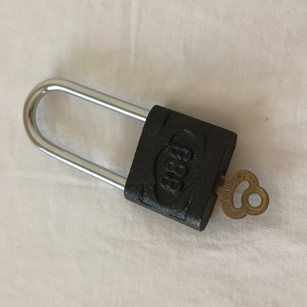 Vintage Padlock 888 Cast Iron with Key, China